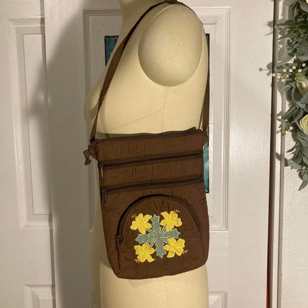 Brown and yellow floral crossbody